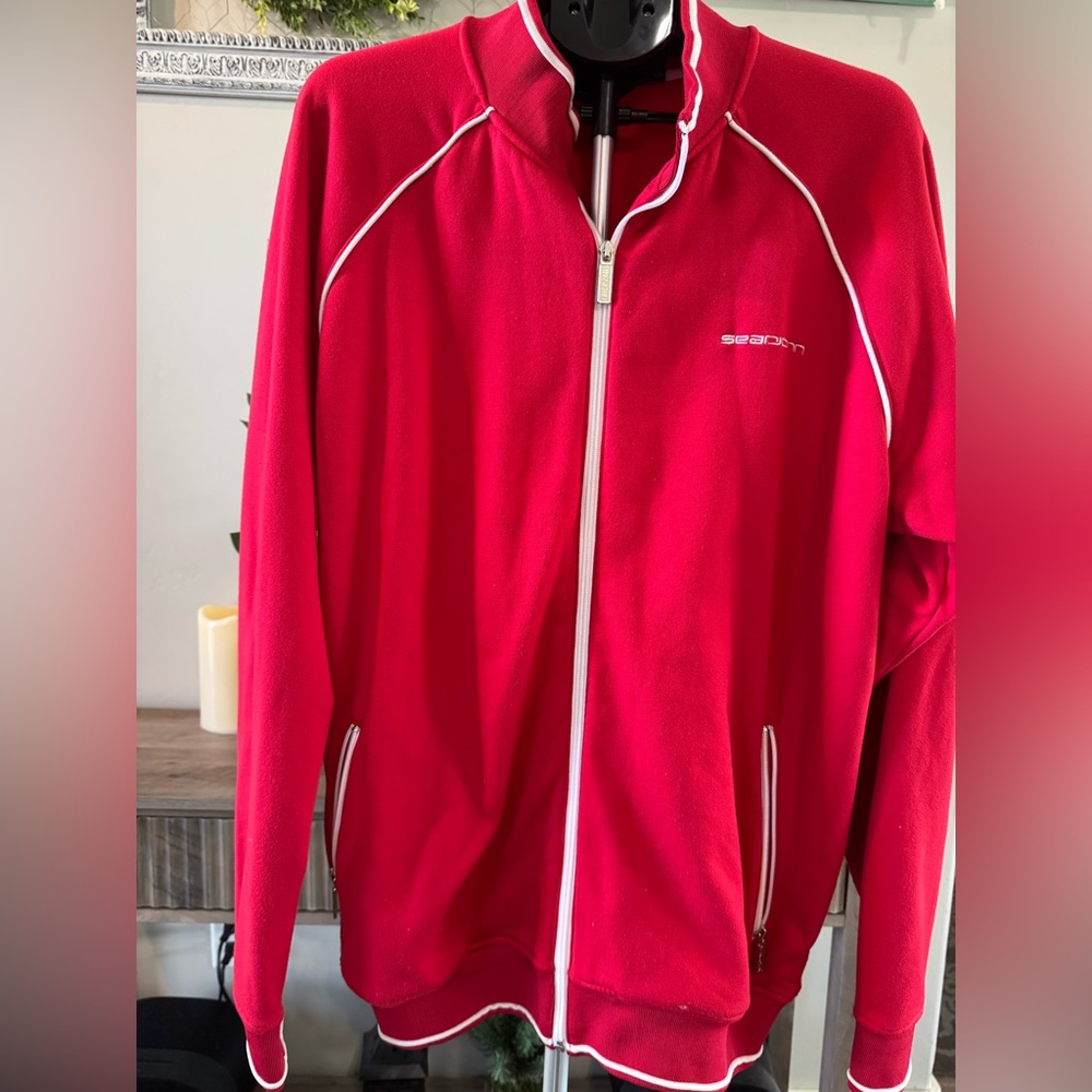 Sean John Red Lightweight Shirt Jacket with Sporty Trim